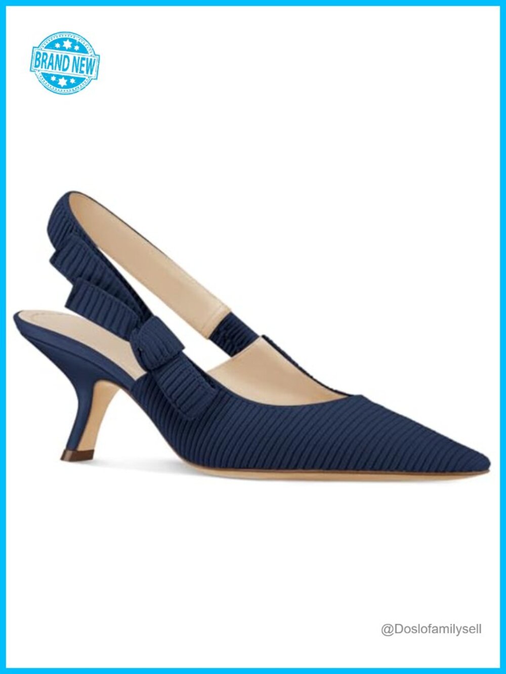 Slingback Kitten Heels Closed Pointed Toe Bowknot Knitted Slip On Work Pumps